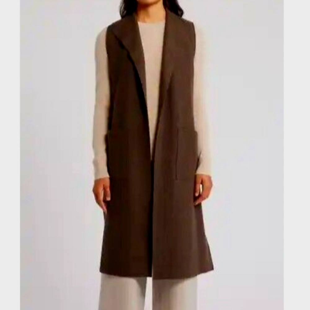 Eileen Fisher Brown Long Sleeveless Vest